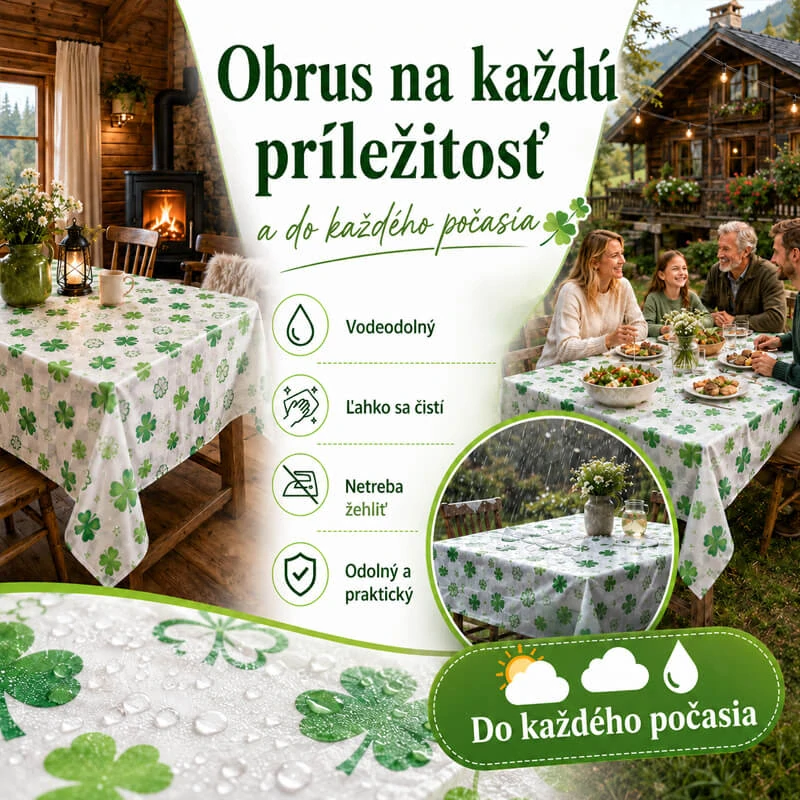 Umývateľný PEVA obrus Štvorlístky 137 × 183 cm