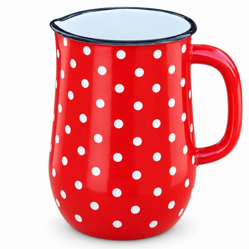 Červený smaltovaný džbán s bodkami 2,5 l