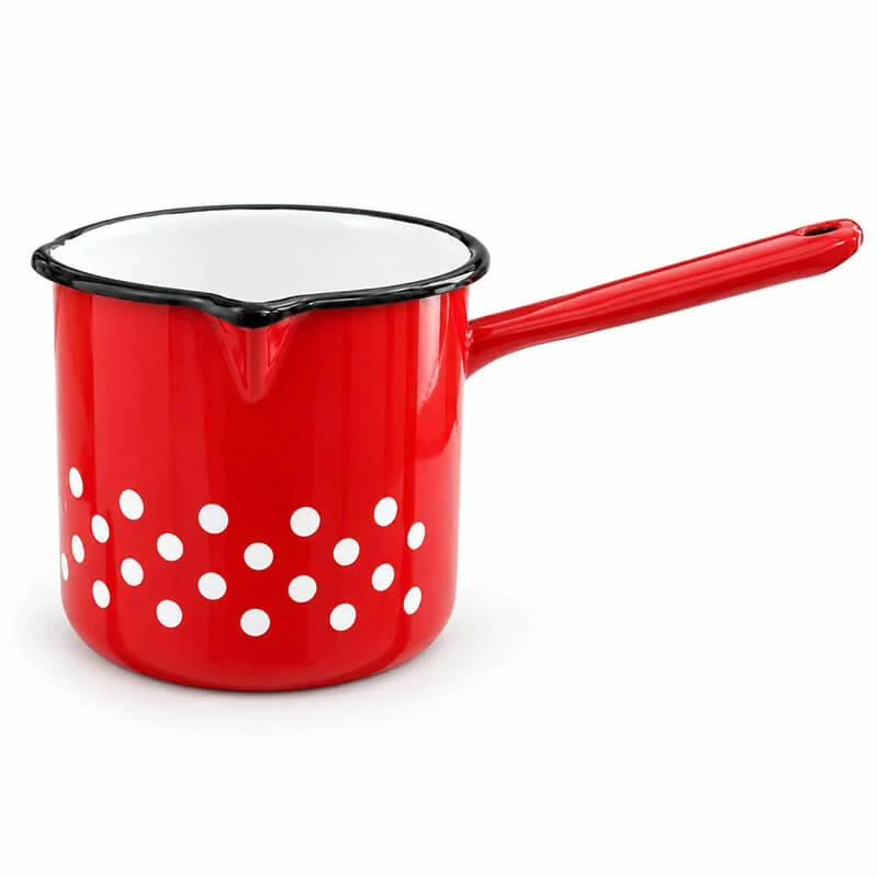 Smaltovaná džezva červená s bodkami 1,5 l