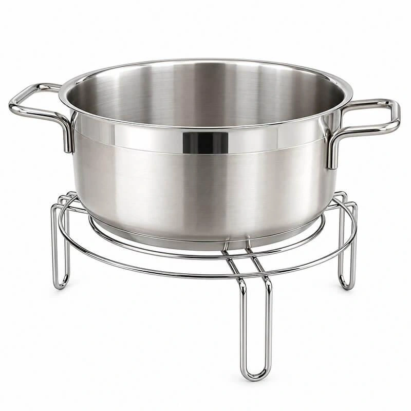 Nerezový stojan pod hrniec 20 cm, vysoký 9 cm, kruhový drôtený tvar