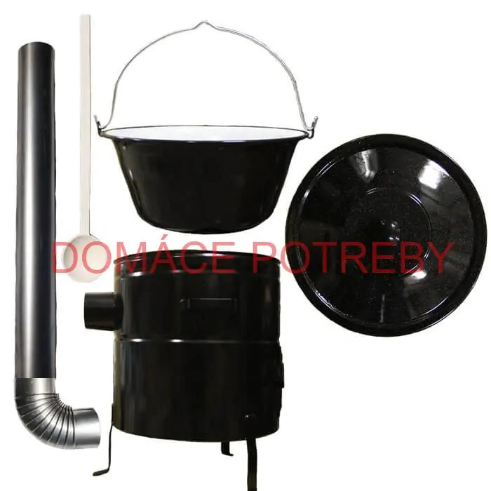 Smaltovaný kotlík 30 L (1,2 mm) + kovová kotlina 50 CLASSIC (KOV) + dymovod Max Party