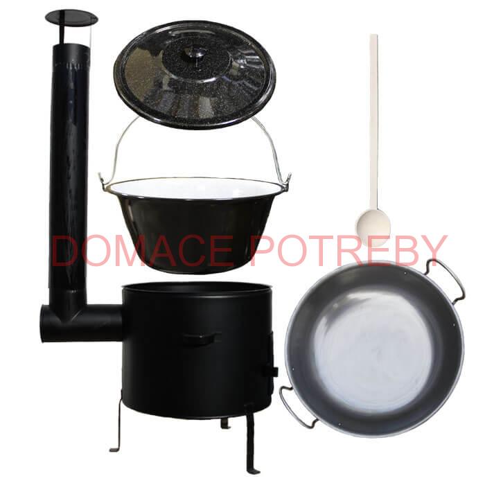 Smaltovaný kotlík 30 L (1,2 mm) + železná grilovacia panvica s uškami GRILL PARTY