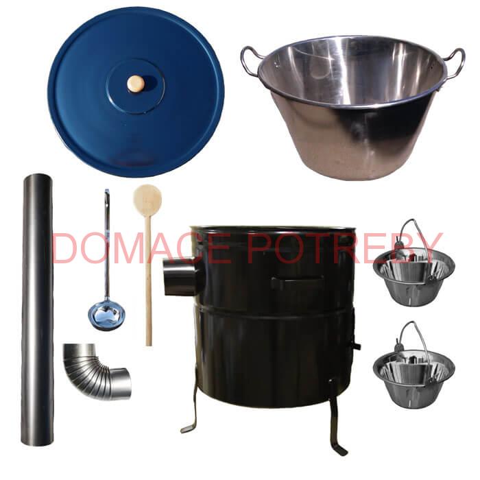 Zabíjačkový nerezový kotol 60 L, kovová kotlina 53 cm, smaltovaná pokrievka + 2 servírovacie antikorové kotlíky zdarma