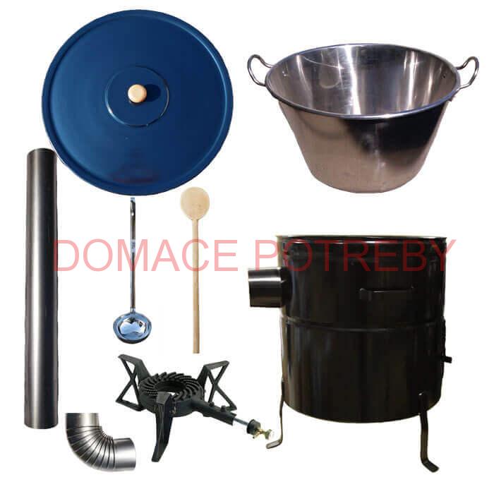 Zabíjačkový nerezový kotol 80 L, kovová kotlina 58 cm, smaltovaná pokrievka, horák 7 kW + dymovod zdarma