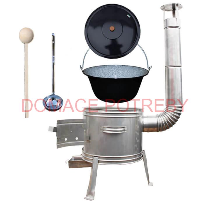 Smaltovaný kotlík 13 L (1,2 mm) + nerezová kotlina 36 cm + vareška a naberačka TOPLUX