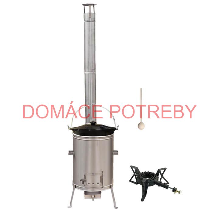 Smaltovaný kotlík 20 L (1,2 mm) + nerezová kotlina 42 cm + liatinový horák 7 kW, vareška LUX