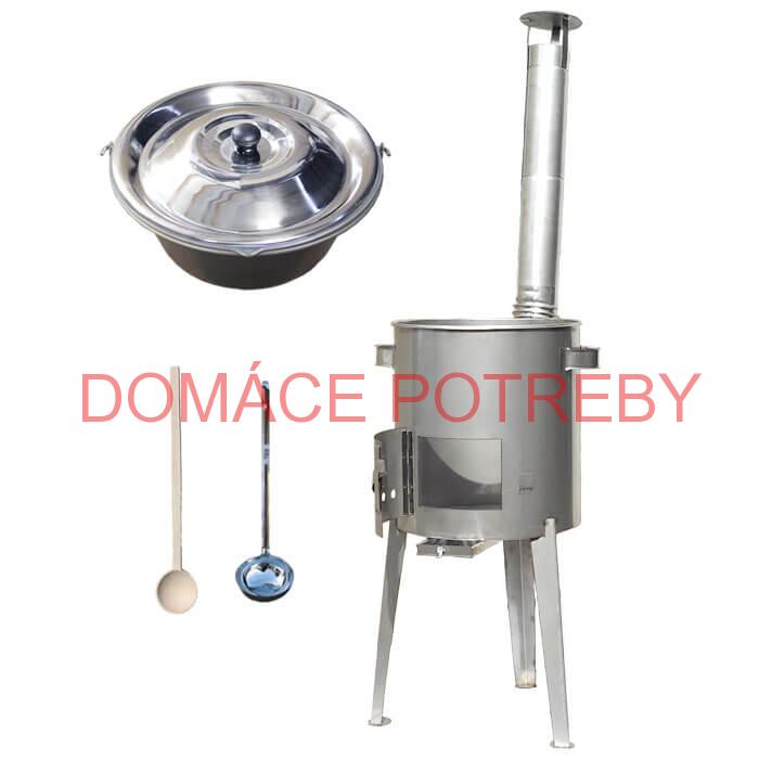 Železný kotlík 14 L (0,75 mm) + nerezová kotlina 36 cm LUXUS