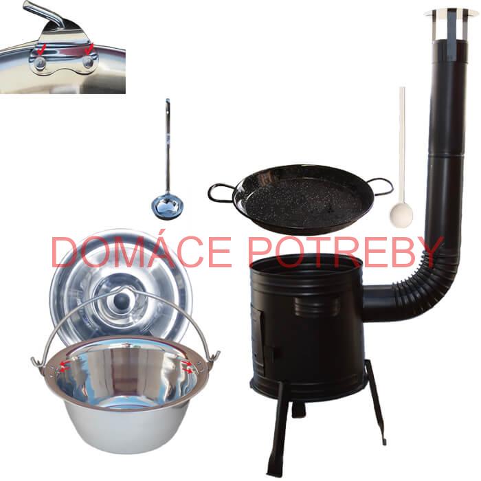 Paella smaltovaná panvica 38 cm s nerezovým kotlíkom 15 L (0,8 mm) a kotlinou