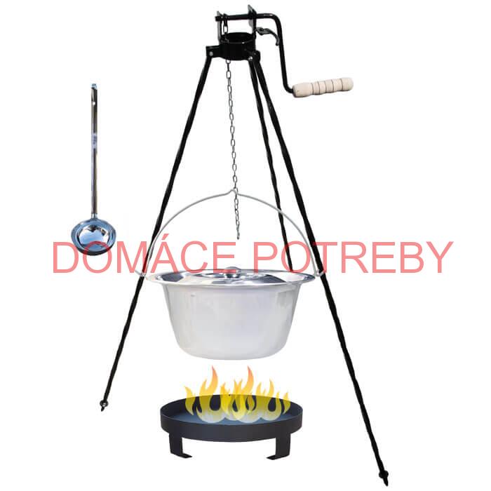 Antikorový kotlík 14 L (0,8 mm) + Ohnisko + stojan s kladkou VAR