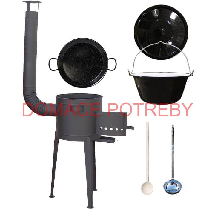 Smaltovaný kotlík 20 L (1,2 mm) + Paella smaltovaná panvica 46 cm  + žiaruvzdorná vysoká kotlina 42 PLUS 600