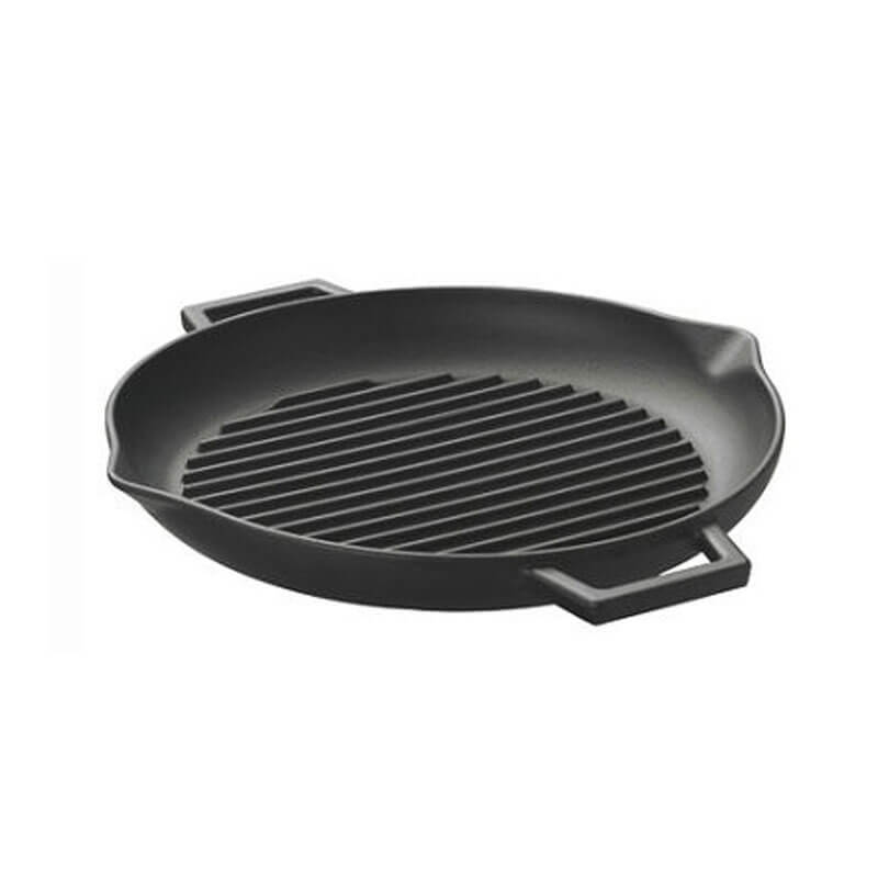 Liatinová panvica na grilovanie 31 cm s výlevkami BBQ