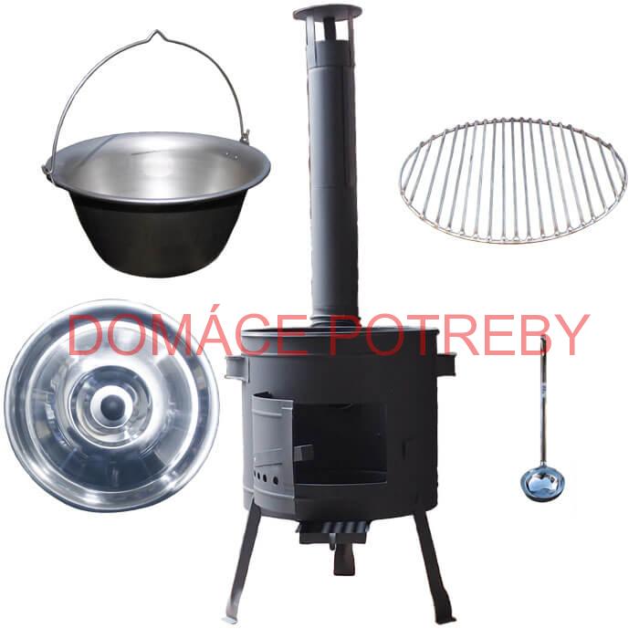 Nerezový kotlík 20 L (1,5 mm) + Nerezový rošt 45 cm + nízka žiaruvzdorná kotlina 42 cm PLUS 600