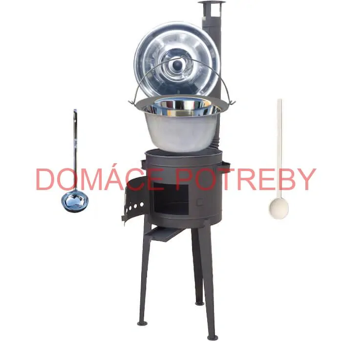 Nerezový kotlík 20 L (1,2 mm) INOX + vysoká žiaruvzdorná kotlina (2,0 mm) HODO 42 cm PLUS 600 + vareška + naberačka