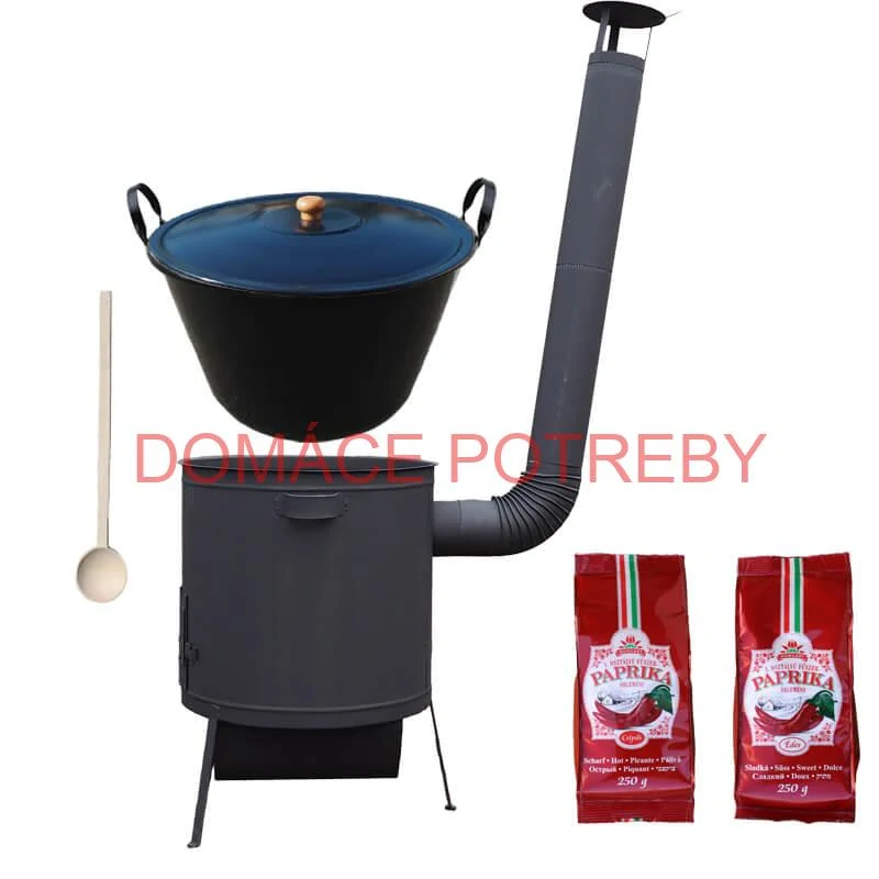 Smaltovaný kotol 60 L na zabíjačku + žiaruvzdorná kotlina 53 PLUS 600 4 MM + sladká a štipľavá paprika + vareška