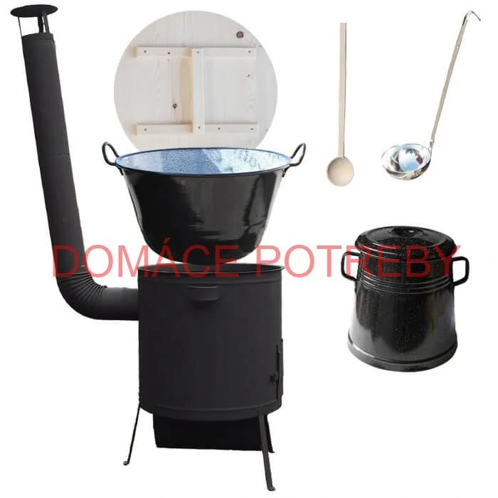 Smaltovaný kotol 100 L + žiaruvzdorná kotlina 42 PLUS 600 4 MM + Nádoba na masť 10 L