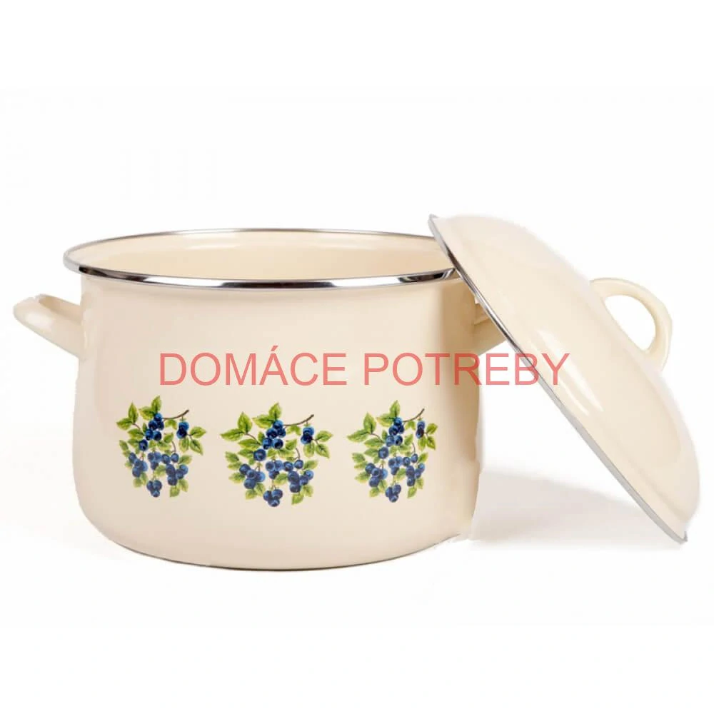 Smaltovaný hrniec s kvetinovým vzorom – Trnky 2 l + pokrievka