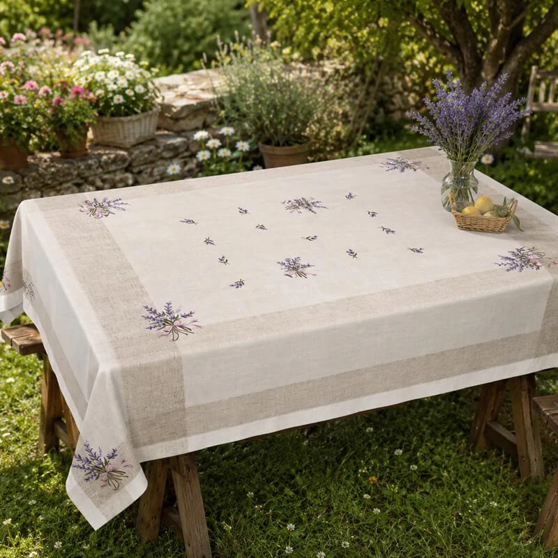 Hrubší textilný obrus Levanduľa Provence 150 × 220 cm