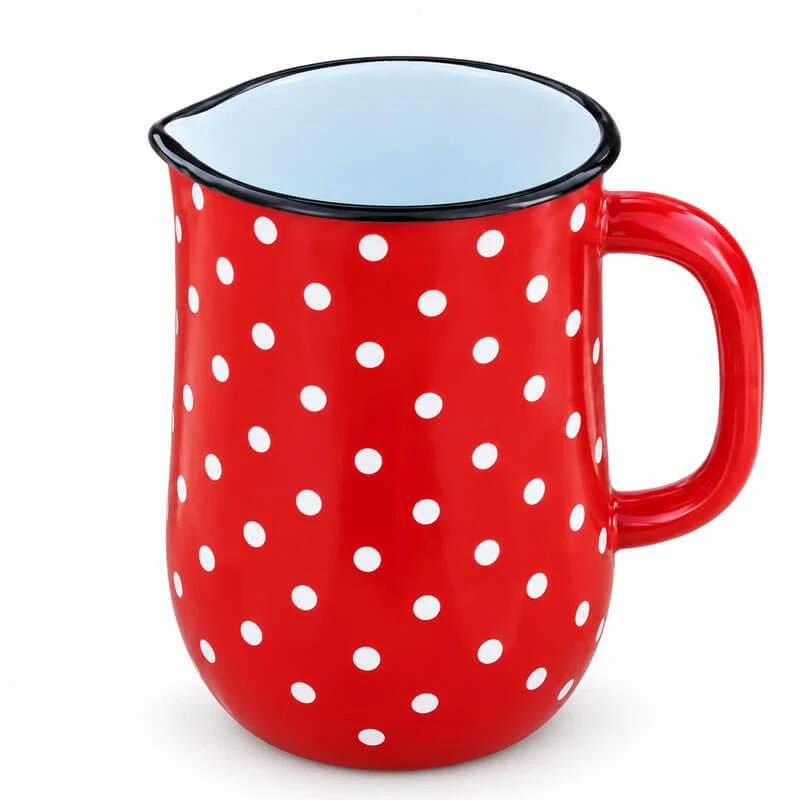Červený smaltovaný džbán s bodkami 2,5 l