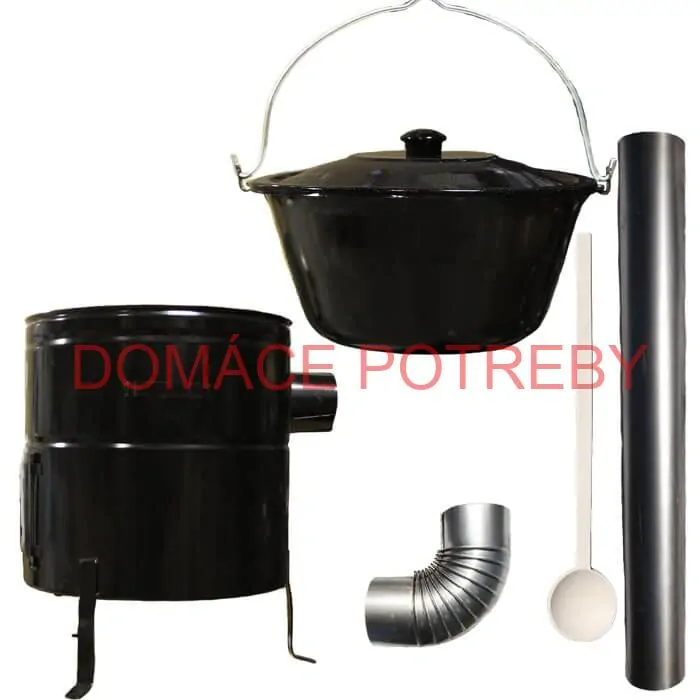 Smaltovaný kotlík 30 L (1,2 mm) + kovová kotlina 50 CLASSIC (KOV) + dymovod Max Party
