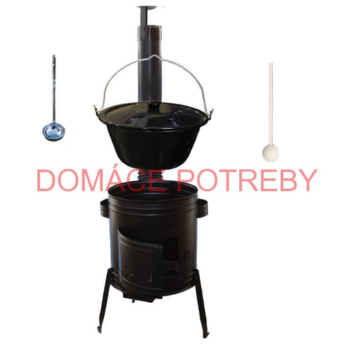 Smaltovaný kotlík 25 L (1,2 mm) + kovová kotlina 42 CLASSIC (KOV) + vareška a naberačka Easy party