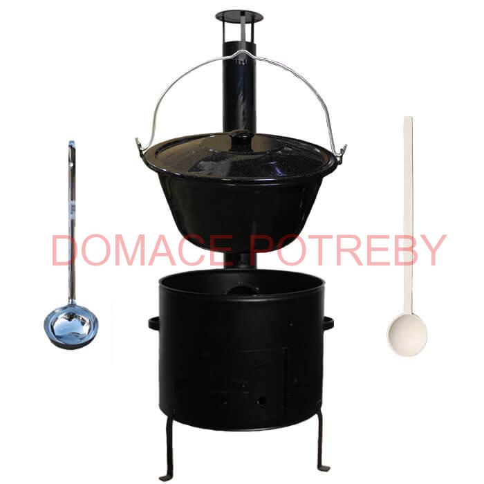 Smaltovaný kotlík 30 L (1,2 mm) + kovová kotlina 45 CLASSIC (KOV) + vareška a naberačka Easy party