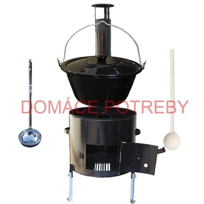 Smaltovaný kotlík 13 L (1,2 mm) + smaltovaná kotlina 36 cm + vareška a naberačka Easy party