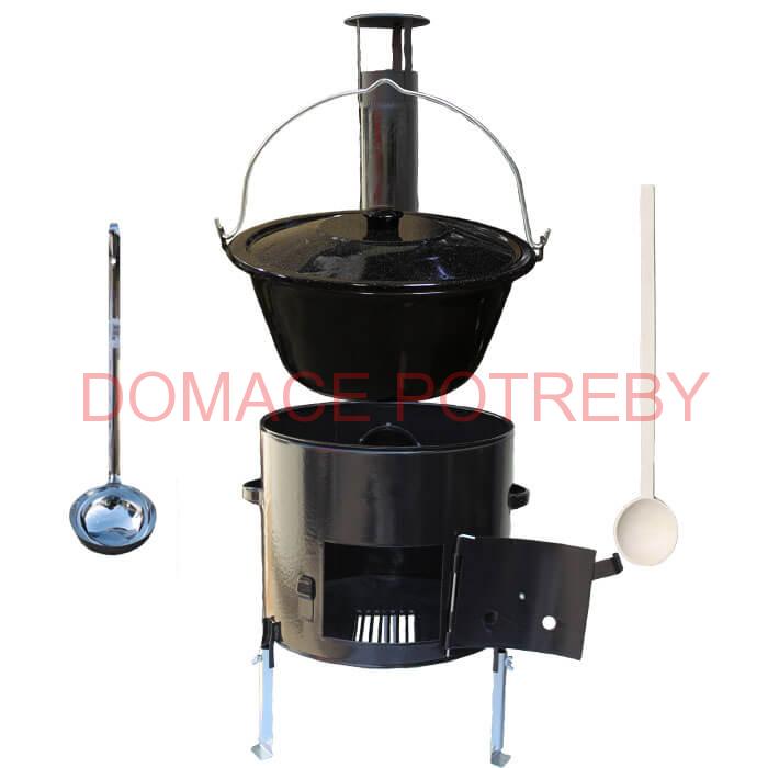 Smaltovaný kotlík 20 L (1,2 mm) + smaltovaná kotlina 42 cm + vareška a naberačka Easy party