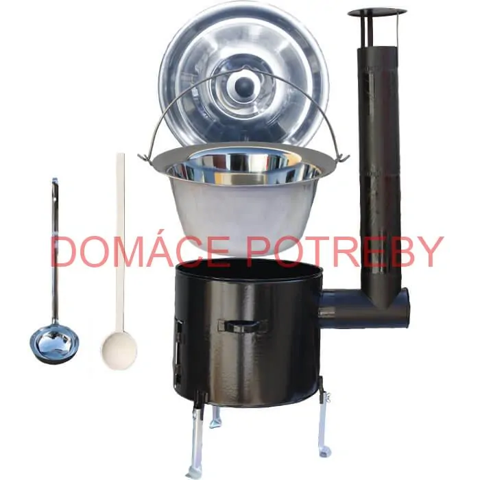 Antikorový kotlík 10 L (0,8 mm) + smaltovaná kotlina 31 cm + vareška a naberačka Easy party