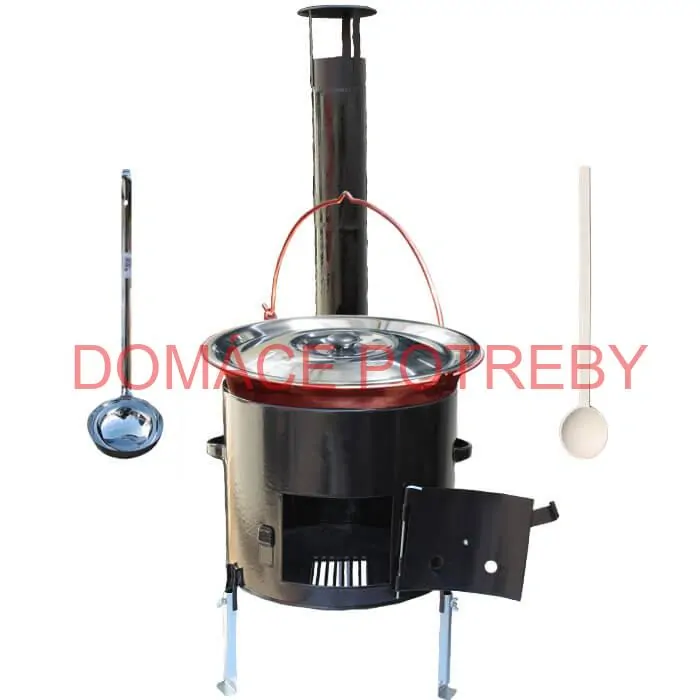 Medený kotlik 10 L (1,2 mm) + smaltovaná kotlina 31 cm + vareška a naberačka Easy party