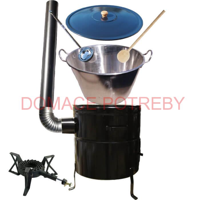 Zabíjačkový nerezový kotol 50 L, kovová kotlina 50 cm, smaltovaná pokrievka, horák 7 kW + dymovod zdarma