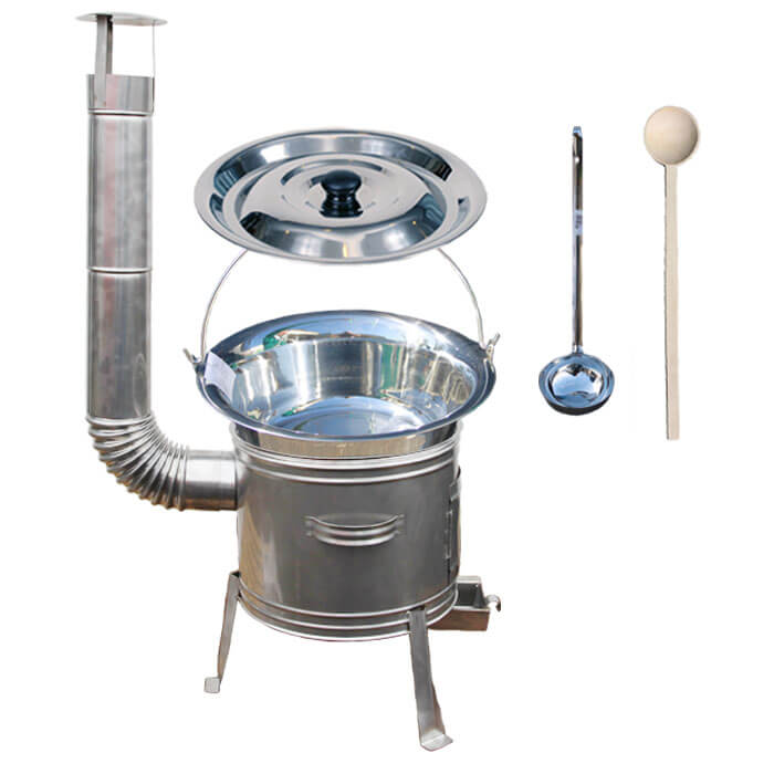 Antikorový kotlík 22 L (0,8 mm) + nerezová kotlina 39 cm + vareška a naberačka TOPLUX