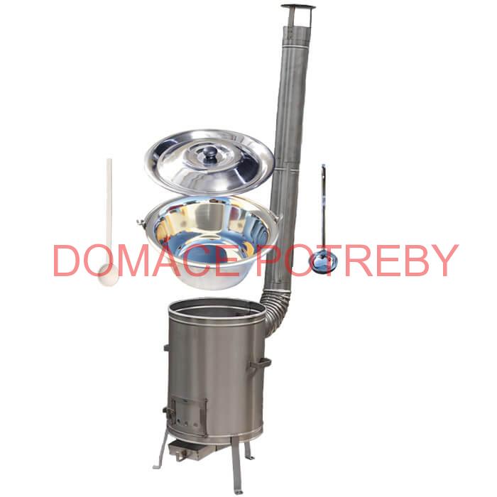 Antikorový kotlík 22 L (0,8 mm) + nerezová kotlina 42 cm + vareška a naberačka LUX