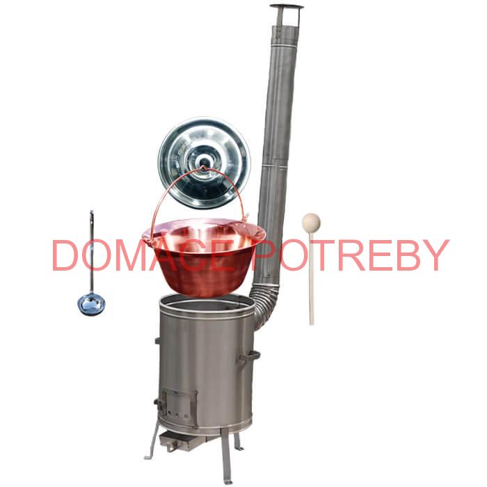 Medený kotlík 14 L (1,2 mm) + nerezová kotlina 36 cm + vareška a naberačka LUX