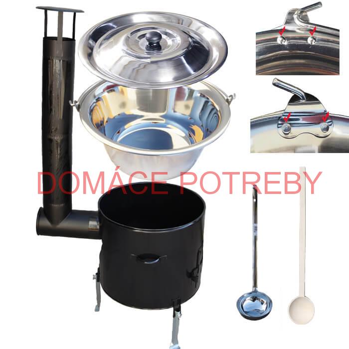 Smaltovaný kotlíkový set 42 cm + zosilnený nerezový kotlík 20 L