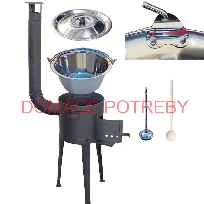 Nerezový kotlík 30 L (0,8 mm) s nitmi + vysoká kotlina 45 cm PLUS 600 