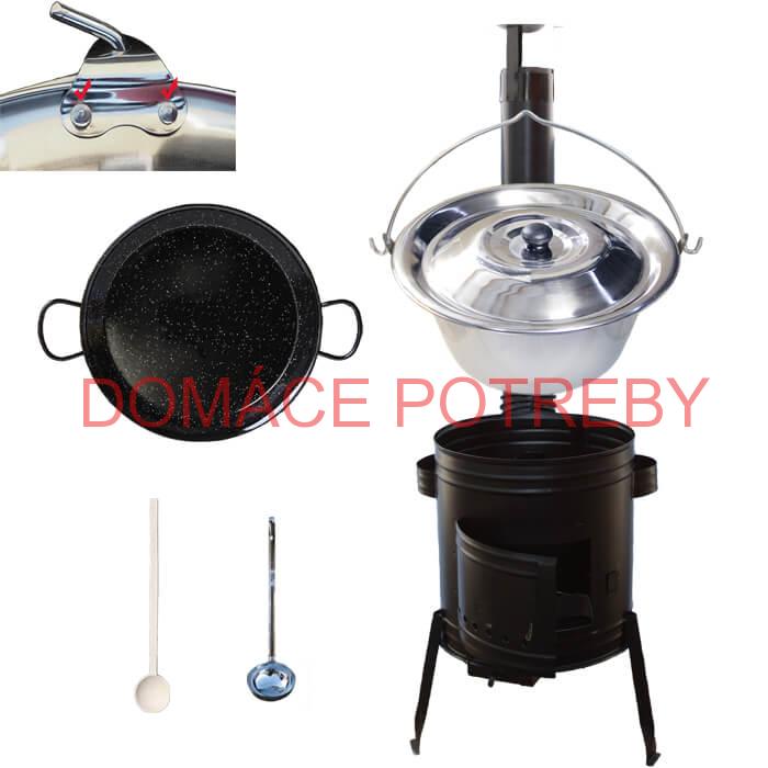 Paella smaltovaná panvica 38 cm s nerezovým kotlíkom 15 L (0,8 mm) a kotlinou