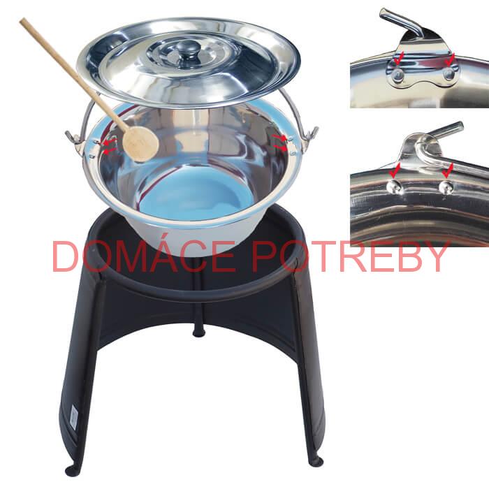 Antikorový kotlík 20 L (0,8 mm) s nitmi + chránič plameňa