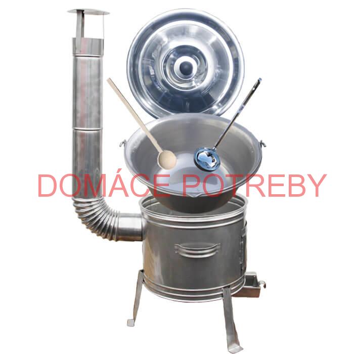 Železný kotlík 30 L (0,75 mm) + nerezová kotlina 45 cm + vareška a naberačka TOPLUX