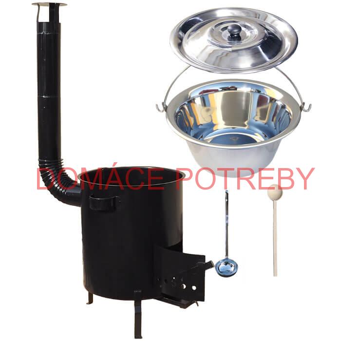 Nerezový kotlík 30 L (1,2 mm) + hrubostenná (1,5 mm) kovová kotlina 45 STRONG