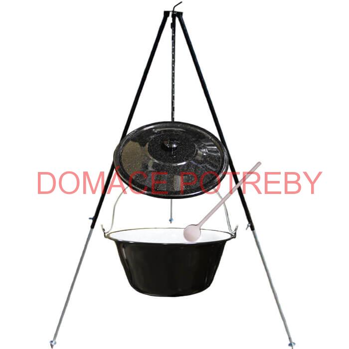 Smaltovaný kotlík 50 L + pokrievka + teleskopická trojnožka 1,7 m