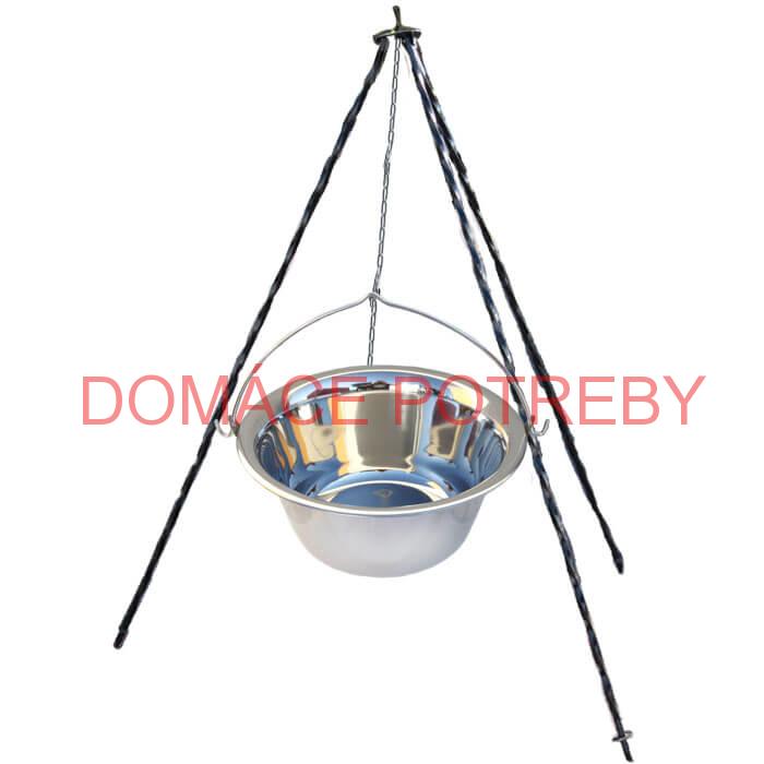 Nerezový kotlík (INOX 0,8 mm) 8 L + trojnožka 1 m