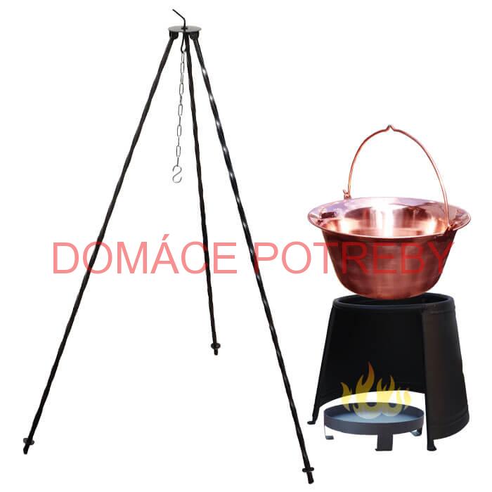 Medený kotlík 10 L (1,2 mm) + chránič plameňa 37 cm + ohnisko 36 cm + trojnožka 1,2 m