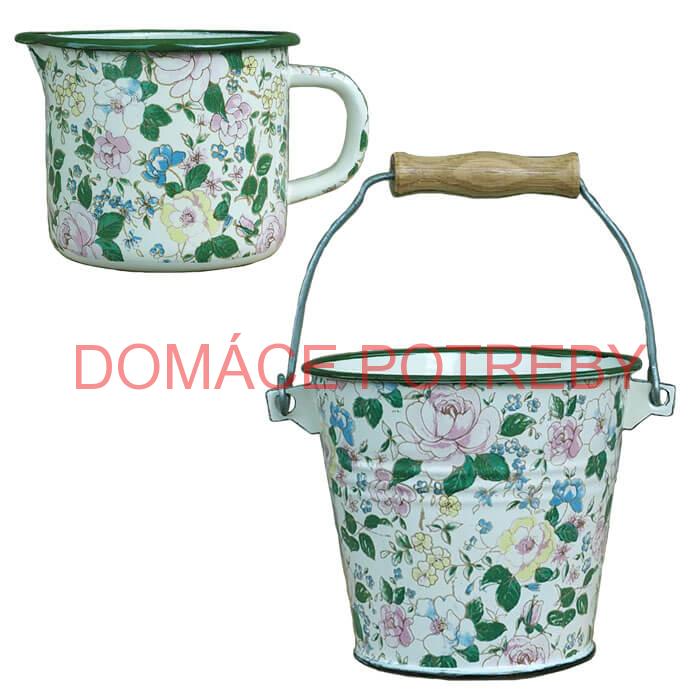 Smaltovaný hrnček s výlevkou 1 L+ vedro 1 L DECOR