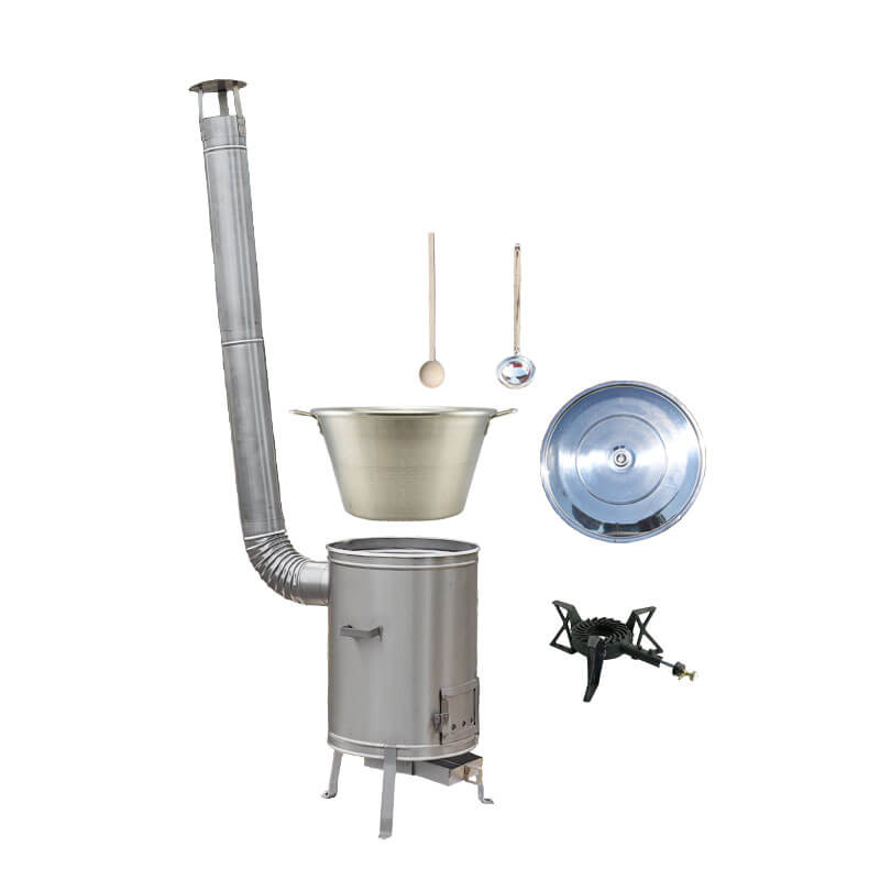 Nerezový kotol 70 L + nerezová kotlina 56 cm LUX + liatinový horák 7 kW BIG PARTY