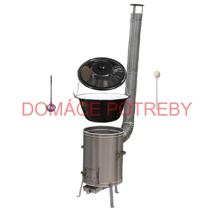 Smaltovaný kotlík 25 L (1,2 mm) + nerezová kotlina 42 cm LUX  + vareška a naberačka