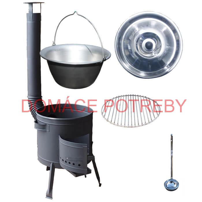 Nerezový kotlík 20 L (1,5 mm) + Nerezový rošt 45 cm + nízka žiaruvzdorná kotlina 42 cm PLUS 600
