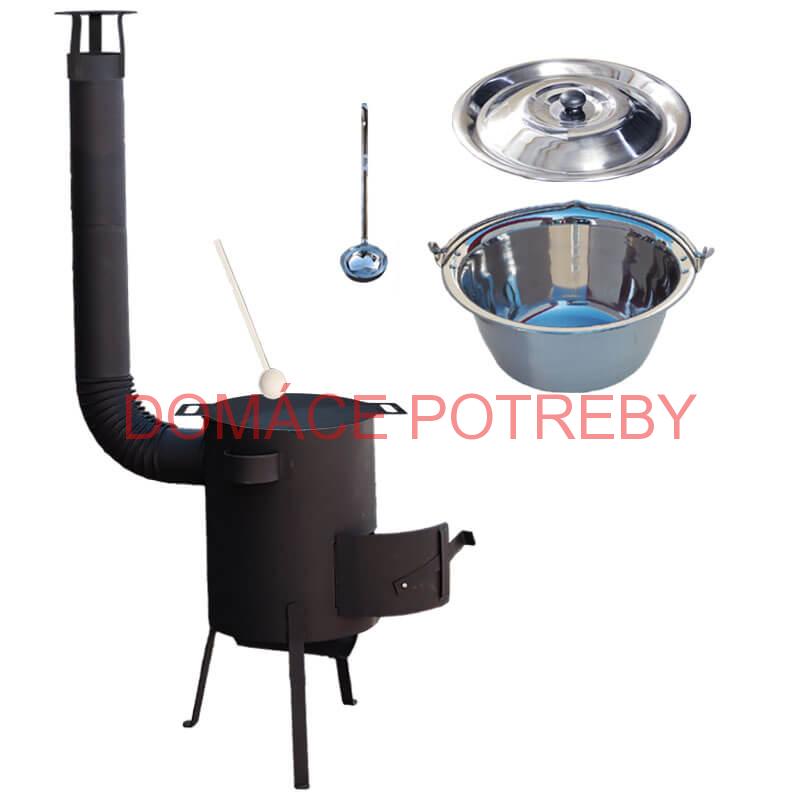 Nerezový kotlík 20 L (1,2 mm) INOX + železná panvica 44 cm UNI + kotlina 42 cm PLUS 600 4 MM