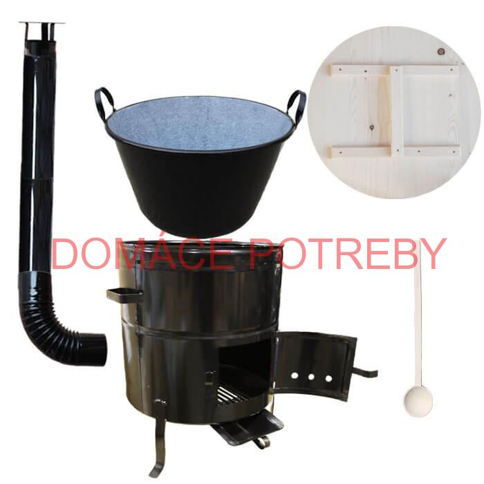 Smaltovaný kotol 100 L na zabíjačku s kovovou kotlinou 60 cm CLASSIC + vareška