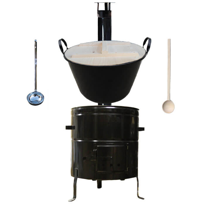Smaltovaný kotol 100 L + kovová kotlina 60 cm + vareška a naberačka BIG PARTY