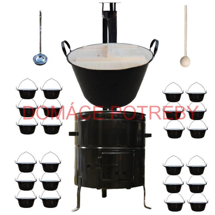 Smaltovaný kotol 100 L + servírovacie kotlíky (24 ks) + vareška a naberačka BIG PARTY